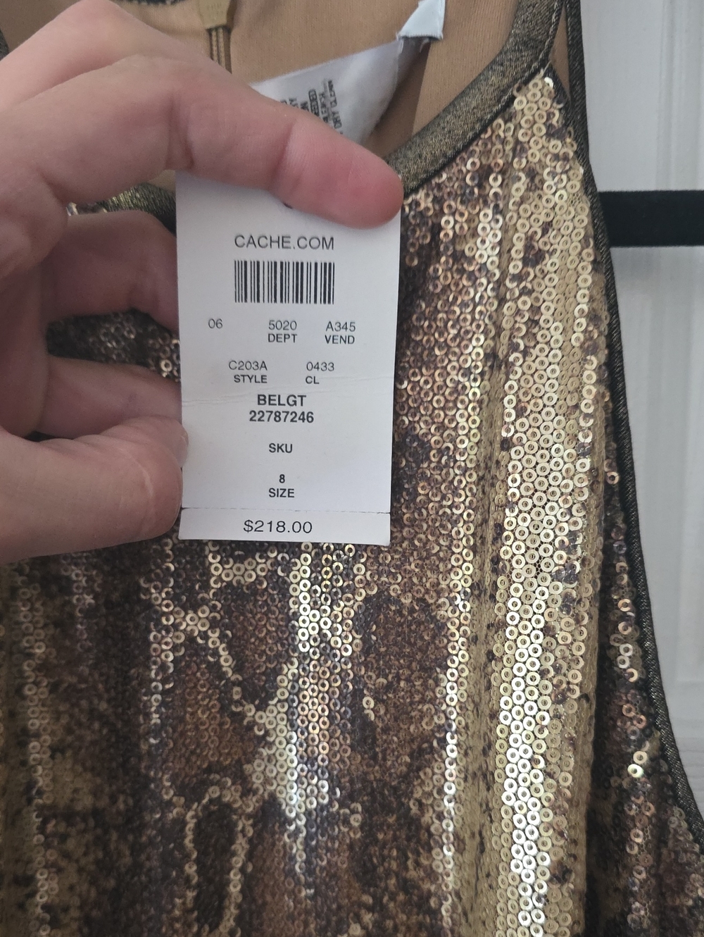 Cache Metallic Gold Snake-Print Midi Dress - Picture 3 of 3